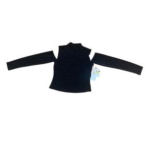 1. State Black Sparkly Open Shoulder Cropped  Mock Turtleneck -Size S NWT